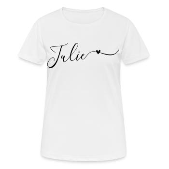 Prénom Julie Prénom décoratif - T-shirt respirant Femme - blanc - Devant - AI Model Female 172 dark (172cm)