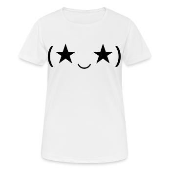 Sternenaugen Emote (★‿★) begeistert - Frauen T-Shirt atmungsaktiv - Weiß - Vorne - AI Model Female 172 dark (172cm)