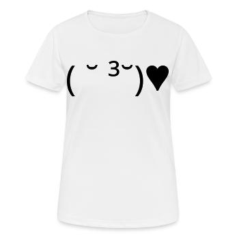 Émote de baiser ( ̆ ³ ̆) ♥ Cœur Kaomoji - T-shirt respirant Femme - blanc - Devant - AI Model Female 172 dark (172cm)