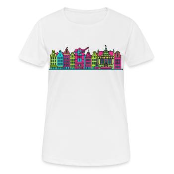 Art de la fontaine de Neptune de la Skyline de la ville de Gdansk - T-shirt respirant Femme - blanc - Devant - AI Model Female 172 dark (172cm)