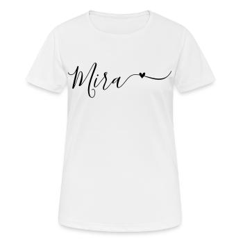 Prénom Mira Décoratif - T-shirt respirant Femme - blanc - Devant - AI Model Female 172 dark (172cm)