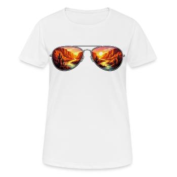 Aviateur du coucher du désert du canyon - T-shirt respirant Femme - blanc - Devant - AI Model Female 172 dark (172cm)