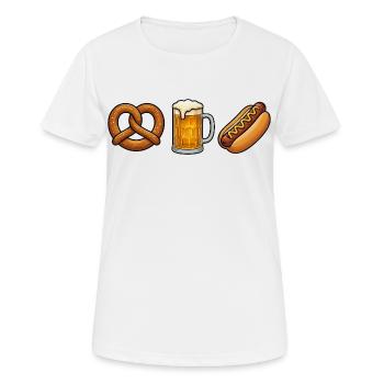Pretzel Beer Mug Bratwurst Folk Festival Traditional Costumes Replacement - Women's Breathable T-Shirt - white - Front - AI Model Female 172 dark (172cm)