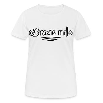 Merci, merci - T-shirt respirant Femme - blanc - Devant - AI Model Female 172 dark (172cm)