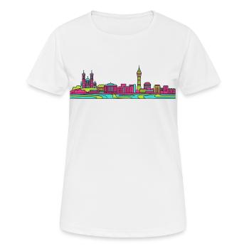 Lyon City Skyline Basilica Moderne Linienkunst - Frauen T-Shirt atmungsaktiv - Weiß - Vorne - AI Model Female 172 dark (172cm)