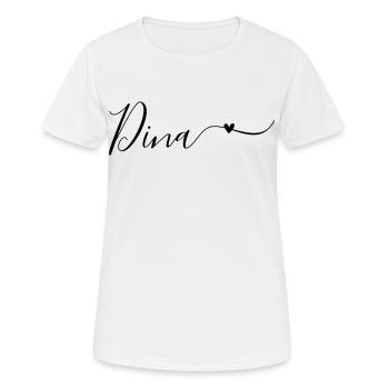 Prénom Dina Prénom décoratif - T-shirt respirant Femme - blanc - Devant - AI Model Female 172 dark (172cm)