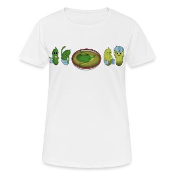 Des concombres aux cornichons : développement drôle de cornichons - T-shirt respirant Femme - blanc - Devant - AI Model Female 172 dark (172cm)