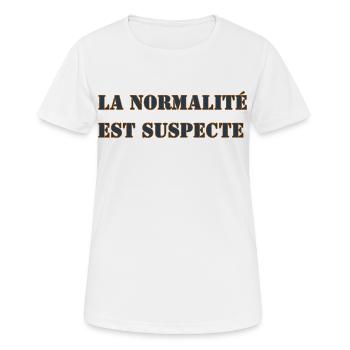 NORMALITY IS SUSPECT - Women's Breathable T-Shirt - white - Front - AI Model Female 172 dark (172cm)