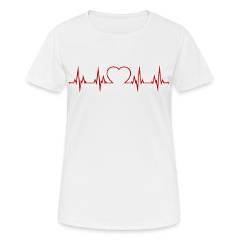 Battement du cœur cardiaque ECG amour cœur - T-shirt respirant Femme - blanc - Devant - AI Model Female 172 dark (172cm)