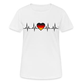 Deutschland Herzschlag EKG schwarz rot gold - Frauen T-Shirt atmungsaktiv - Weiß - Vorne - AI Model Female 172 dark (172cm)