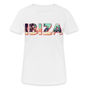 Ibiza Island Beach Retro Palm Trees Vintage Souvenir - Women's Breathable T-Shirt - white - Front - AI Model Female 172 dark (172cm)