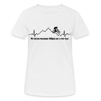 ECG VTT, battement de cœur Saut en VTT - T-shirt respirant Femme - blanc - Devant - AI Model Female 172 dark (172cm)