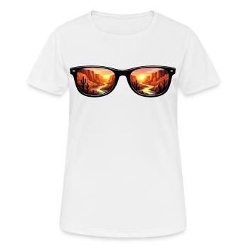 Lunettes de soleil Couchant du Désert - T-shirt respirant Femme - blanc - Devant - AI Model Female 172 dark (172cm)