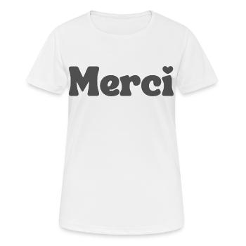 Merci - T-shirt respirant Femme - blanc - Devant - AI Model Female 172 dark (172cm)
