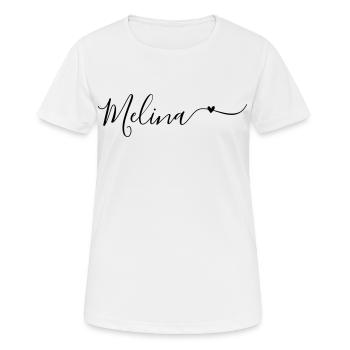 Prénom Melina Prénom décoratif - T-shirt respirant Femme - blanc - Devant - AI Model Female 172 dark (172cm)