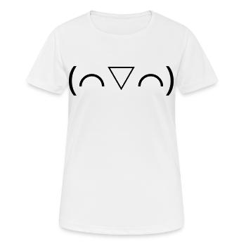 Lachendes Emote (⌒▽⌒) fröhlich Kaomoji - Frauen T-Shirt atmungsaktiv - Weiß - Vorne - AI Model Female 172 dark (172cm)