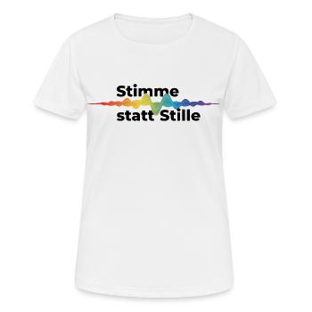 Stimme statt Stille Pride CSD Tonwelle Regenbogen - Frauen T-Shirt atmungsaktiv - Weiß - Vorne - AI Model Female 172 dark (172cm)