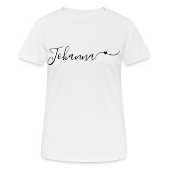 Nom de famille Johanna Prénom décoratif - T-shirt respirant Femme - blanc - Devant - AI Model Female 172 dark (172cm)