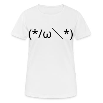 Émotique embarrassée (*/ω\*) Timide Kaomoji - T-shirt respirant Femme - blanc - Devant - AI Model Female 172 dark (172cm)