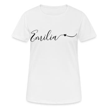 Prénom Emilia Prénom décoratif - T-shirt respirant Femme - blanc - Devant - AI Model Female 172 dark (172cm)