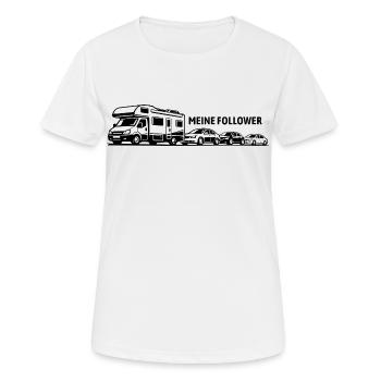 Ich und meine Follower - Wohnmobil - Stau - Frauen T-Shirt atmungsaktiv - Weiß - Vorne - AI Model Female 172 dark (172cm)