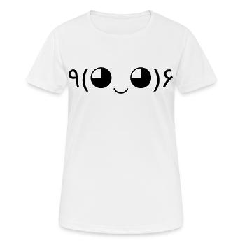 Jubel Emote ٩(◕‿◕)۶ Hurra Kaomoji - Frauen T-Shirt atmungsaktiv - Weiß - Vorne - AI Model Female 172 dark (172cm)