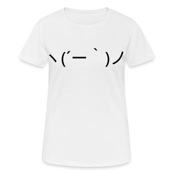 Émote Détendue ヽ( ́ー')ノ Kaomoji insouciant - T-shirt respirant Femme - blanc - Devant - AI Model Female 172 dark (172cm)
