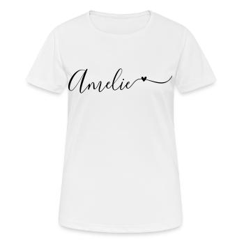 Amélie Prénom Prénom décoratif - T-shirt respirant Femme - blanc - Devant - AI Model Female 172 dark (172cm)