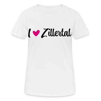 I love Zillertal - Frauen T-Shirt atmungsaktiv - Weiß - Vorne - AI Model Female 172 dark (172cm)