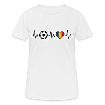 Rumänien Fußball Herzschlag Rumänien - Frauen T-Shirt atmungsaktiv - Weiß - Vorne - AI Model Female 172 dark (172cm)