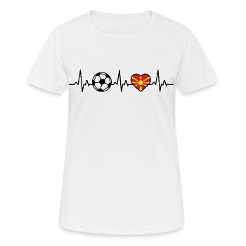 Macédoine du Nord Battement de cœur du football Macédoine du Nord - T-shirt respirant Femme - blanc - Devant - AI Model Female 172 dark (172cm)