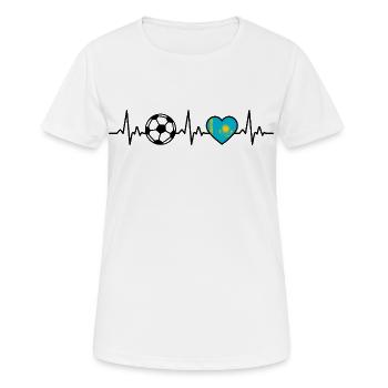 Kasachstan Fußball Herzschlag Kasachstan - Frauen T-Shirt atmungsaktiv - Weiß - Vorne - AI Model Female 172 dark (172cm)