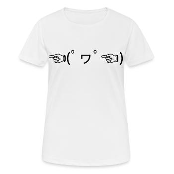 Praise Emote ☜(ﾟヮﾟ☜) zeigendes Kaomoji - Frauen T-Shirt atmungsaktiv - Weiß - Vorne - AI Model Female 172 dark (172cm)