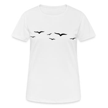 Illustration abstraite d’oiseau volant - T-shirt respirant Femme - blanc - Devant - AI Model Female 172 dark (172cm)