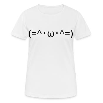 Chats Émote (=^・ω・^=) Chat mignon Kaomoji - T-shirt respirant Femme - blanc - Devant - AI Model Female 172 dark (172cm)