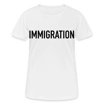 Déclaration de typographie de l’immigration - T-shirt respirant Femme - blanc - Devant - AI Model Female 172 dark (172cm)
