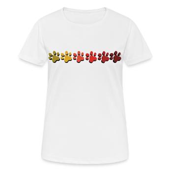 patte imprimé chien chat en dégradé de couleur automnal - T-shirt respirant Femme - blanc - Devant - AI Model Female 172 dark (172cm)
