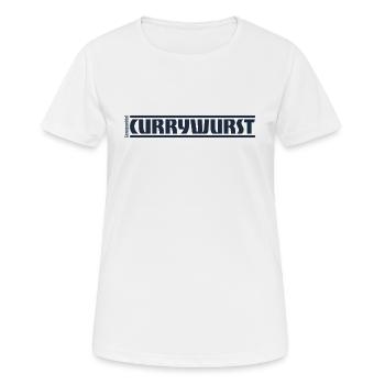 „Genussmittel“ Serie | Currywurst - Frauen T-Shirt atmungsaktiv - Weiß - Vorne - AI Model Female 172 dark (172cm)