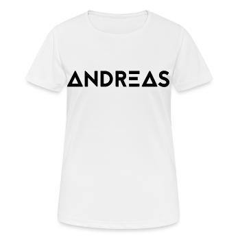 Prénom Andreas - T-shirt respirant Femme - blanc - Devant - AI Model Female 172 dark (172cm)