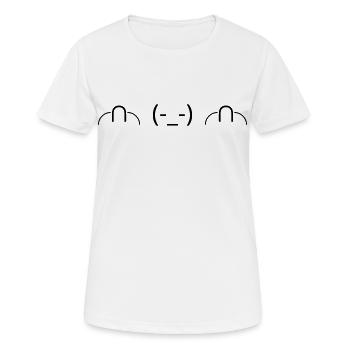 Peu importe l’émote ╭∩╮(-_-)╭∩╮ Emote coquine - T-shirt respirant Femme - blanc - Devant - AI Model Female 172 dark (172cm)