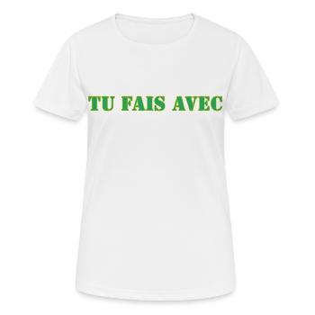 TU FAIS AVEC - T-shirt respirant Femme - blanc - Devant - AI Model Female 172 dark (172cm)