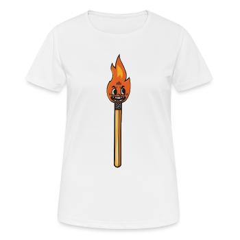Vintage Cartoon Burning Match Fire Maskottchen - Frauen T-Shirt atmungsaktiv - Weiß - Vorne - AI Model Female 172 dark (172cm)