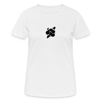 Fragmentierte schwarze Rose - Frauen T-Shirt atmungsaktiv - Weiß - Vorne - AI Model Female 172 dark (172cm)