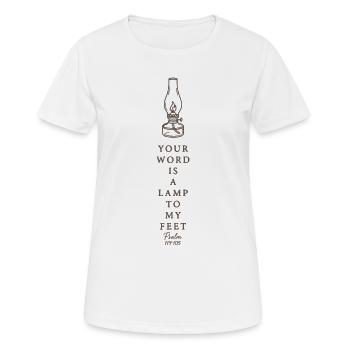 Lampe de mots - T-shirt respirant Femme - blanc - Devant - AI Model Female 172 dark (172cm)