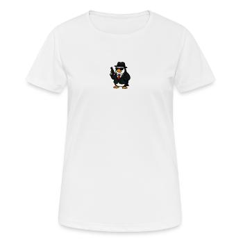 Pinguin-Spion im Smoking - Frauen T-Shirt atmungsaktiv - Weiß - Vorne - AI Model Female 172 dark (172cm)