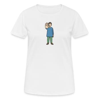 Stop Gesture Cartoon Character - Women's Breathable T-Shirt - white - Front - AI Model Female 172 dark (172cm)