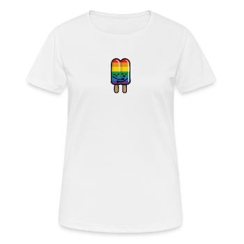 Eis Schwules Paar Regenbogen flagge LGBT Gay Pride - Frauen T-Shirt atmungsaktiv - Weiß - Vorne - AI Model Female 172 dark (172cm)