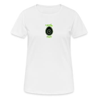 Baptême 2025 Croix dans l’oeuf Espérance Résurrection - T-shirt respirant Femme - blanc - Devant - AI Model Female 172 dark (172cm)
