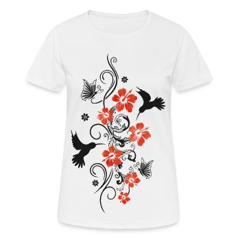 Colibri Hibiscus Hibiscus Hawaiian Aloha - T-shirt respirant Femme - blanc - Devant - AI Model Female 172 dark (172cm)