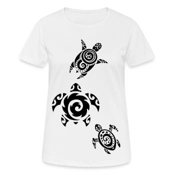 Drei schwarze Meeresschildkröten - Frauen T-Shirt atmungsaktiv - Weiß - Vorne - AI Model Female 172 dark (172cm)